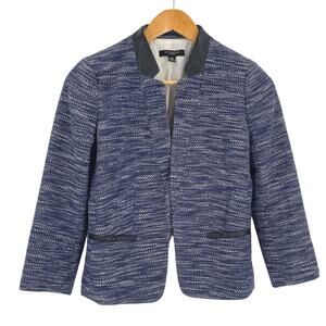 Blue blazer with faux leather accents Ann Taylor size 0 Petite